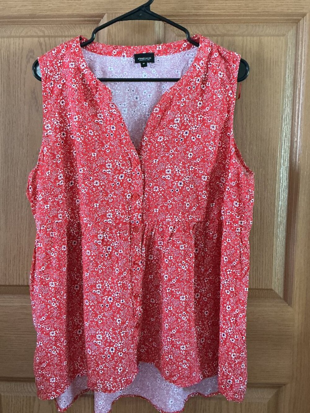 Jones & Co Red Peplum Blouse
